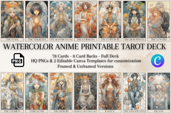 Download Anime Printable Tarot Deck | 78 Cards - Tarot Collection