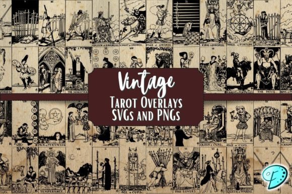 Download Vintage Tarot Card SVG and PNG Overlays - Tarot Collection