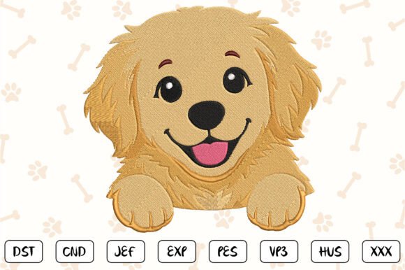 Download Golden Retriever Embroidery Design - Gold Collection