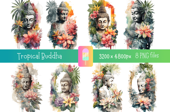 Download Tropical Flowers Buddha Wall Art Bundle - Buddha Collection