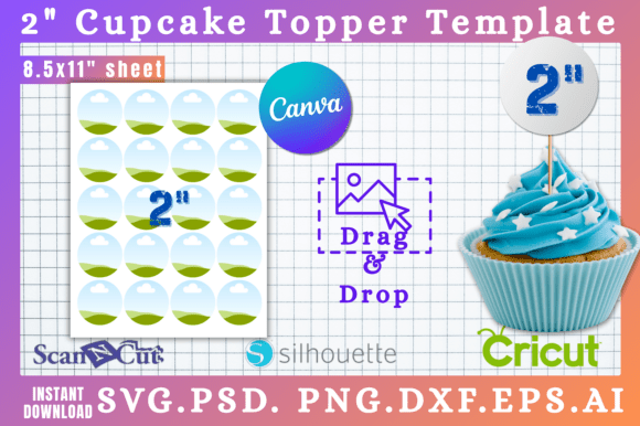 Download 2" Round Cupcake Topper Canva Templates - Round Collection