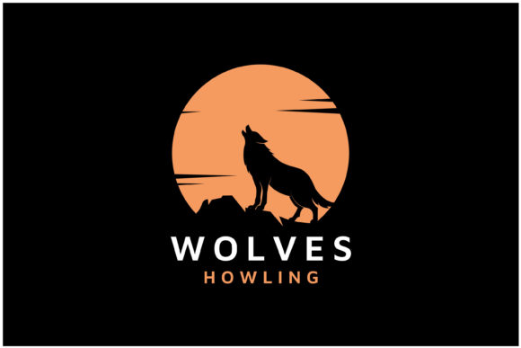 Download Beauty Howling Wolf and Golden Moon Logo - Gold Collection