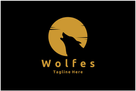 Download Beauty Howling Wolf and Golden Moon Logo - Gold Collection