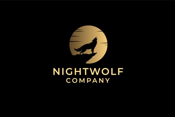 Download Howling Wolf with Golden Moon Logo - Gold Collection