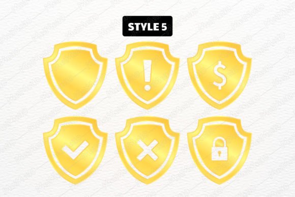 Download Gold Safety Shield Logo Guard Symbol Set - Gold Collection